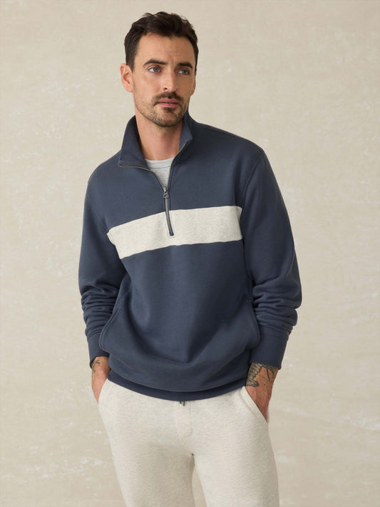 High Standard Fleece Quarter Zip - Blue Nights Surf Stripe - Blue Nights Surf Stripe - Image 1